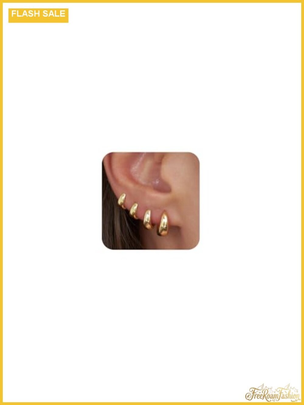 14K Gold Plated Huggie Hoop Earrings for Women 4 Pairs
